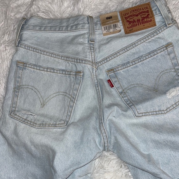 Levi's Light Blue Ripped Denim Shorts - Picture 3 of 7